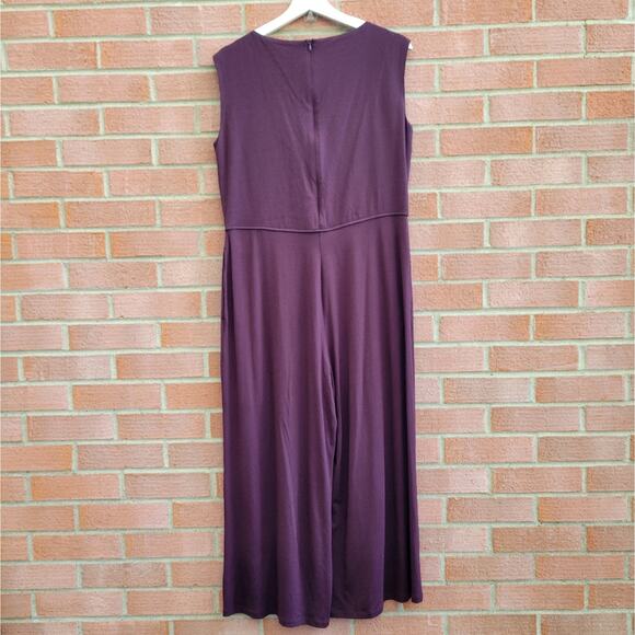 Eileen Fisher Casis Jumpsuit Lightweight Viscose Jersey Wine Burgundy Small - Picture 7 of 8